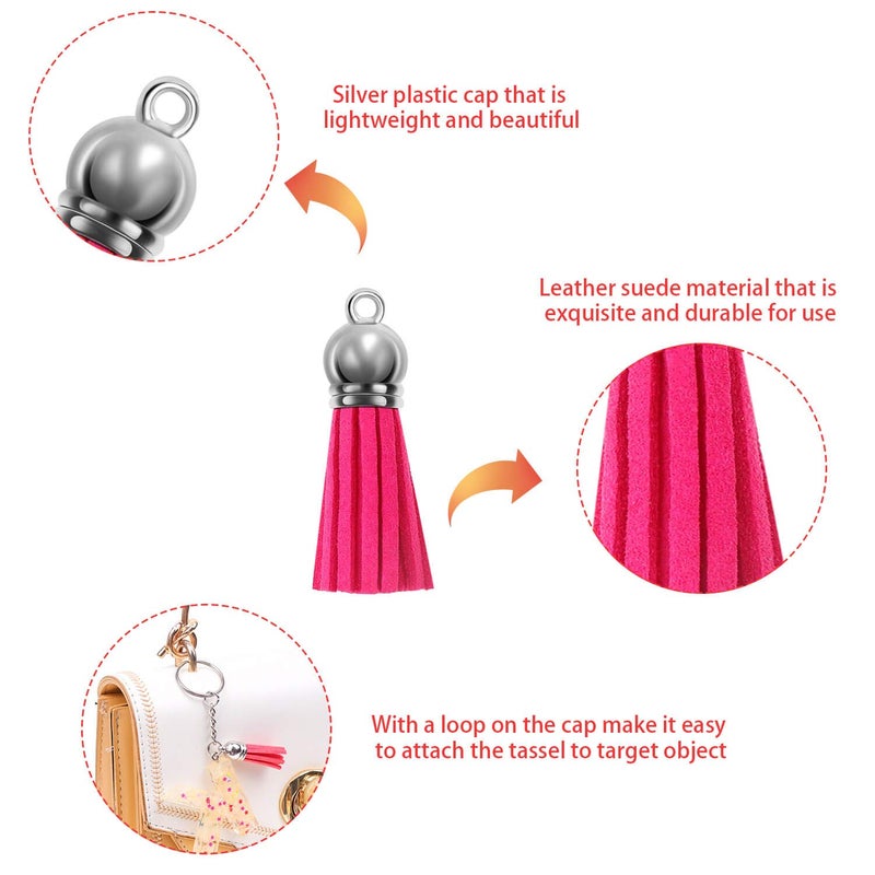 Cridoz Tassel Keychain Set, 400pcs Includes Tassels, Key Chain Rings, Jump Rings & Screw Eye Pins for Acrylic & Resin Keychain Blanks, DIY Craft - Image 3